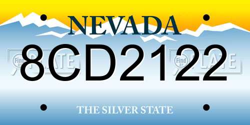 8CD2122 Nevada License Plate