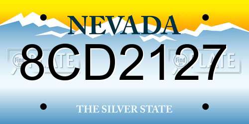 8CD2127 Nevada License Plate