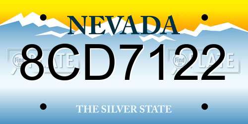 8CD7122 Nevada License Plate