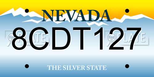 8CDT127 Nevada License Plate