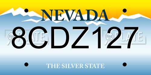 8CDZ127 Nevada License Plate