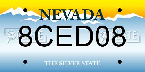 8CED08 Nevada License Plate