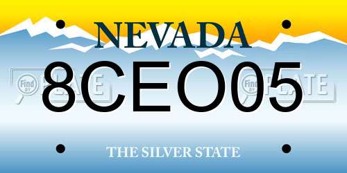 8CEO05 Nevada License Plate