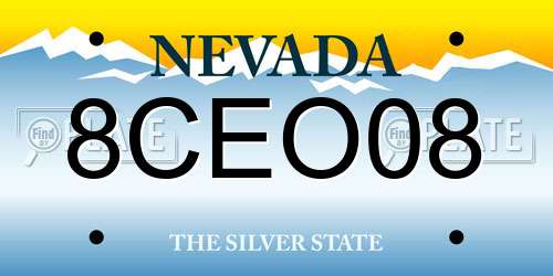 8CEO08 Nevada License Plate