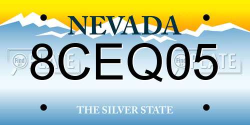 8CEQ05 Nevada License Plate