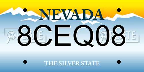8CEQ08 Nevada License Plate