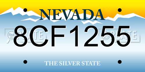 8CF1255 Nevada License Plate