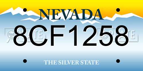 8CF1258 Nevada License Plate
