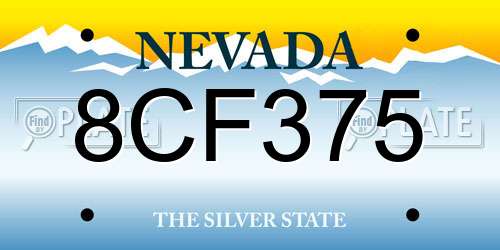 8CF375 Nevada License Plate