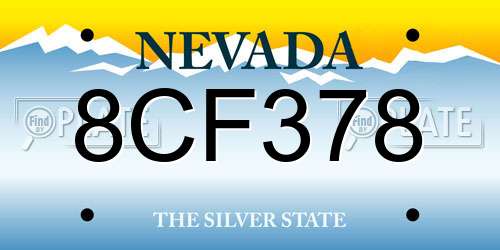 8CF378 Nevada License Plate