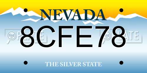8CFE78 Nevada License Plate