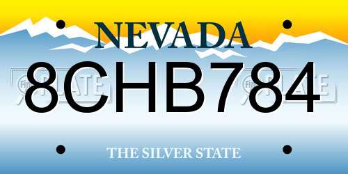 8CHB784 Nevada License Plate
