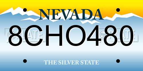8CHO480 Nevada License Plate