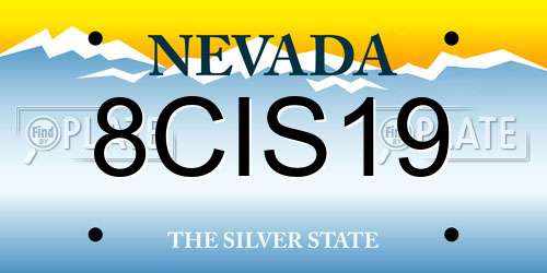 8CIS19 Nevada License Plate