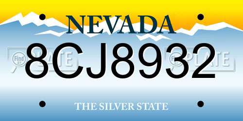 8CJ8932 Nevada License Plate