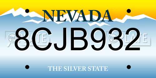 8CJB932 Nevada License Plate
