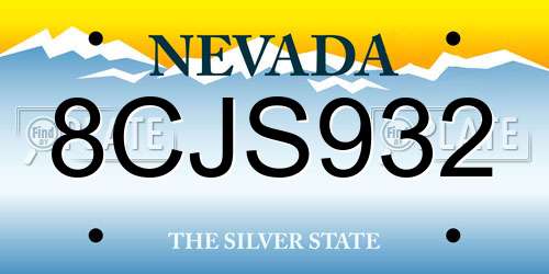 8CJS932 Nevada License Plate