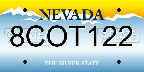 8COT122 Nevada License Plate