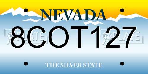 8COT127 Nevada License Plate