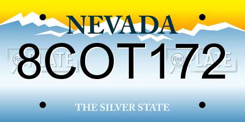 8COT172 Nevada License Plate