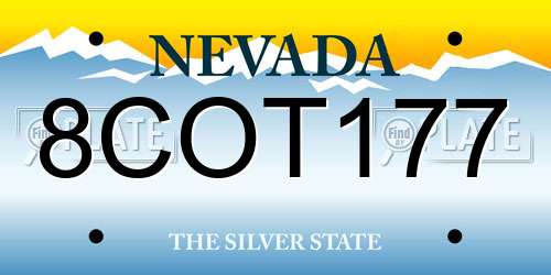 8COT177 Nevada License Plate