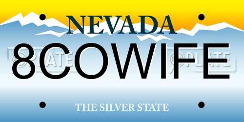 8COWIFE Nevada License Plate