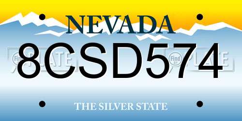 8CSD574 Nevada License Plate