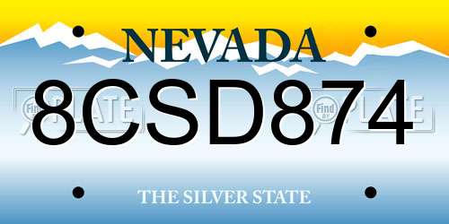 8CSD874 Nevada License Plate