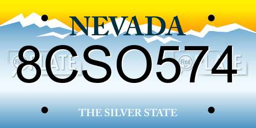 8CSO574 Nevada License Plate