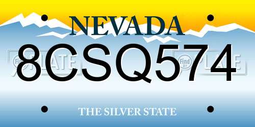8CSQ574 Nevada License Plate