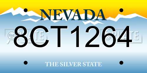 8CT1264 Nevada License Plate