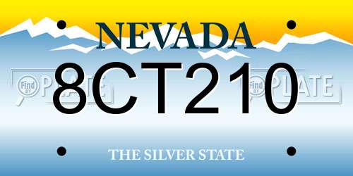 8CT210 Nevada License Plate