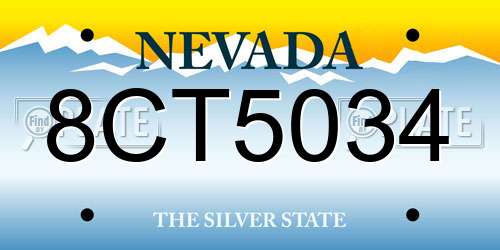8CT5034 Nevada License Plate