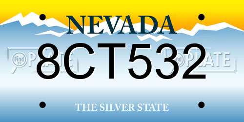 8CT532 Nevada License Plate