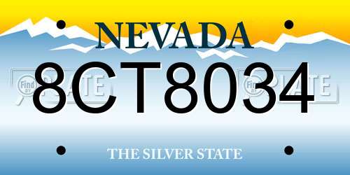 8CT8034 Nevada License Plate