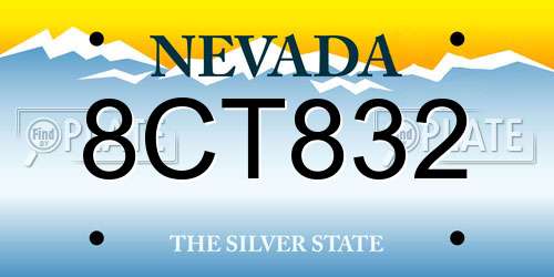 8CT832 Nevada License Plate