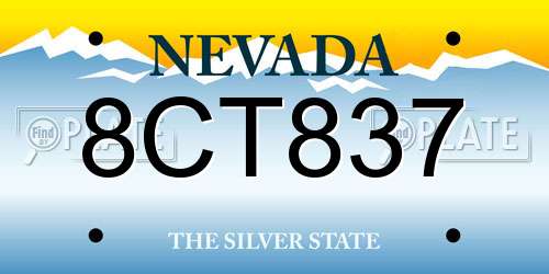 8CT837 Nevada License Plate