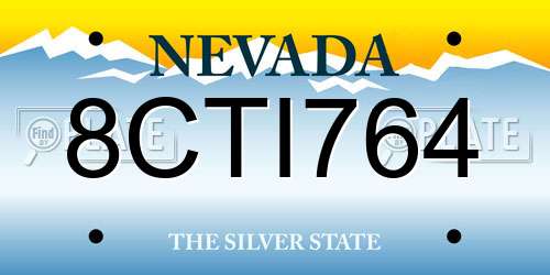 8CTI764 Nevada License Plate