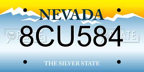 8CU584 Nevada License Plate