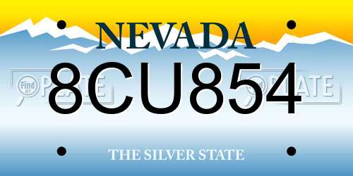 8CU854 Nevada License Plate