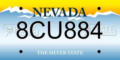8CU884 Nevada License Plate