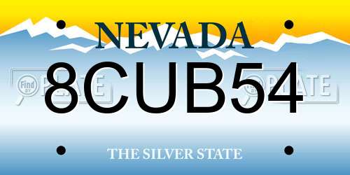 8CUB54 Nevada License Plate