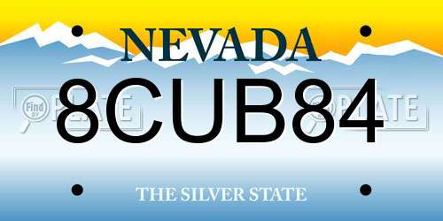 8CUB84 Nevada License Plate