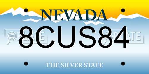 8CUS84 Nevada License Plate