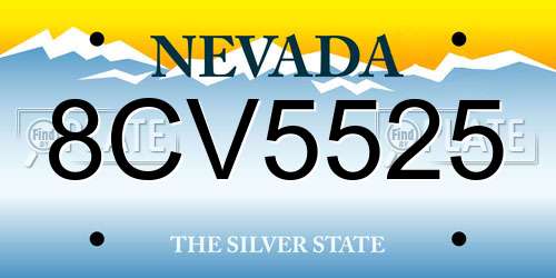 8CV5525 Nevada License Plate