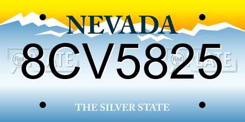 8CV5825 Nevada License Plate