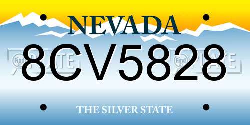 8CV5828 Nevada License Plate