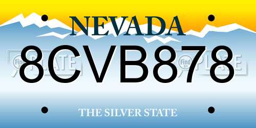 8CVB878 Nevada License Plate