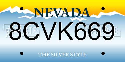 8CVK669 Nevada License Plate