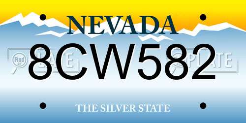 8CW582 Nevada License Plate